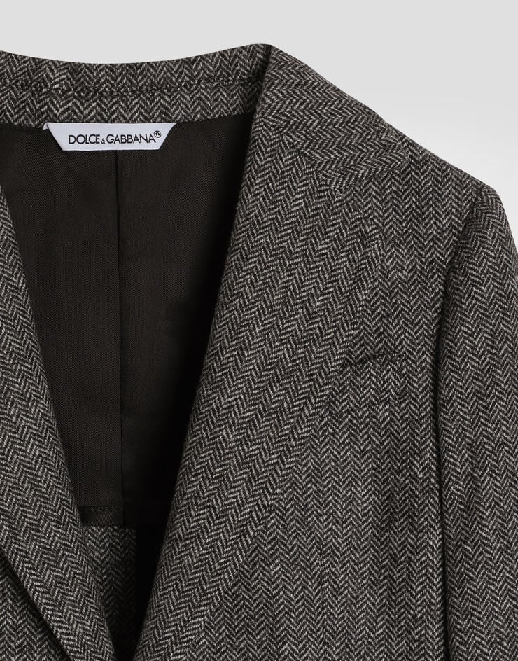 Dolce & Gabbana Single-breasted jacket in herringbone wool Multicolor L41E99FCMDE