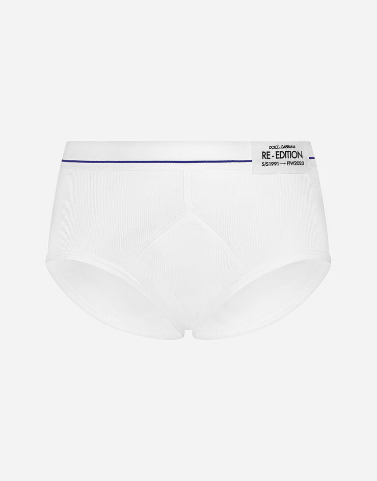 Dolce & Gabbana Fine-rib cotton Brando briefs with Re-Edition label Blanc M3E53JONO02