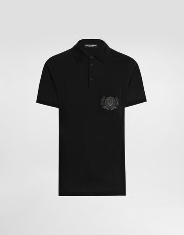 Dolce & Gabbana Cotton polo-shirt with embroidery Black G8SN8ZG7O2I