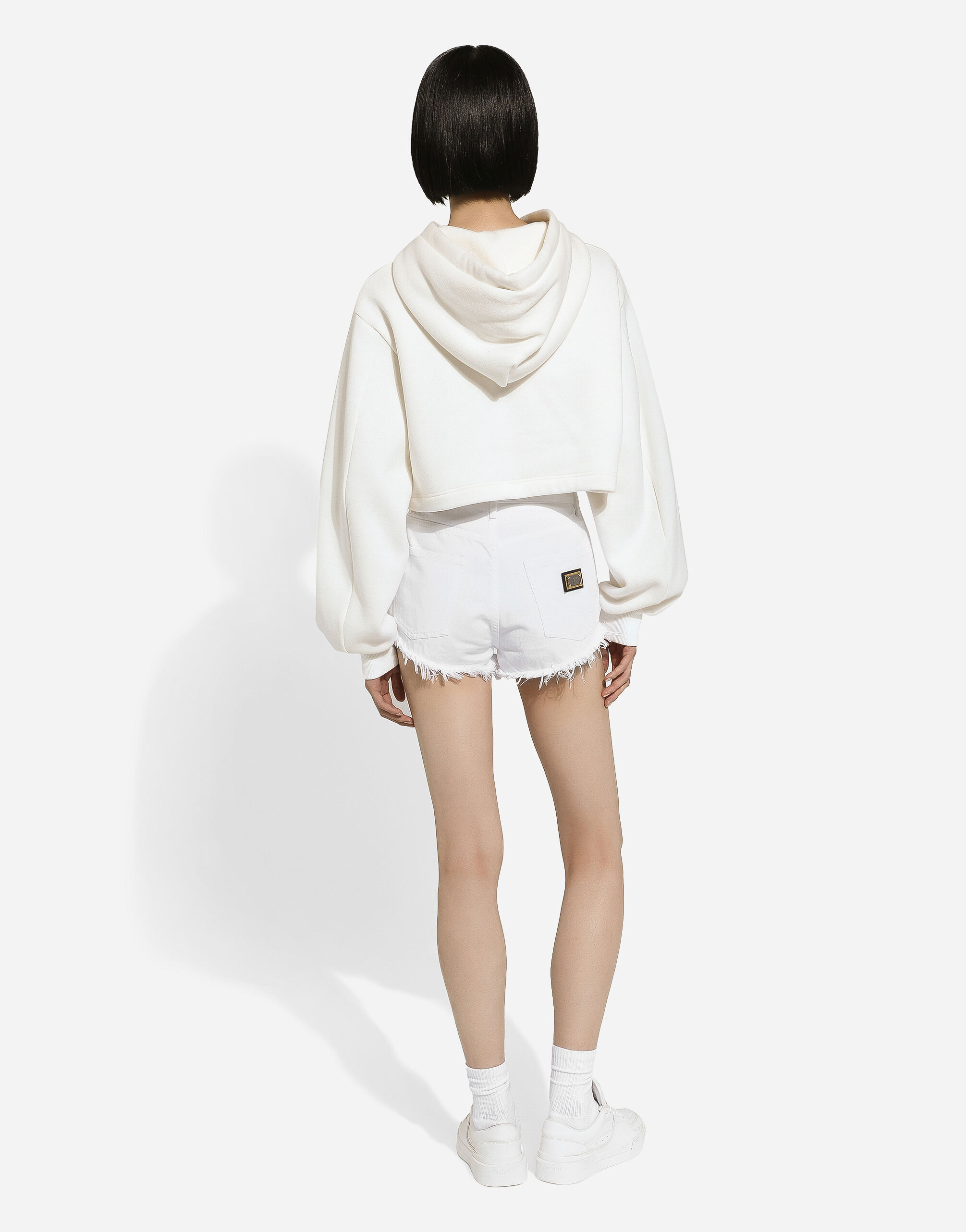 White sales cropped sweatshirt