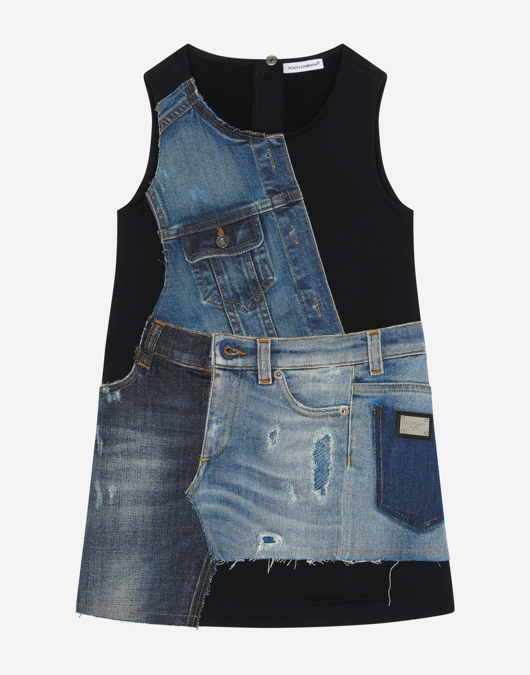 Dolce & Gabbana Jersey and patchwork denim dress Blue LBKH94JCVF9