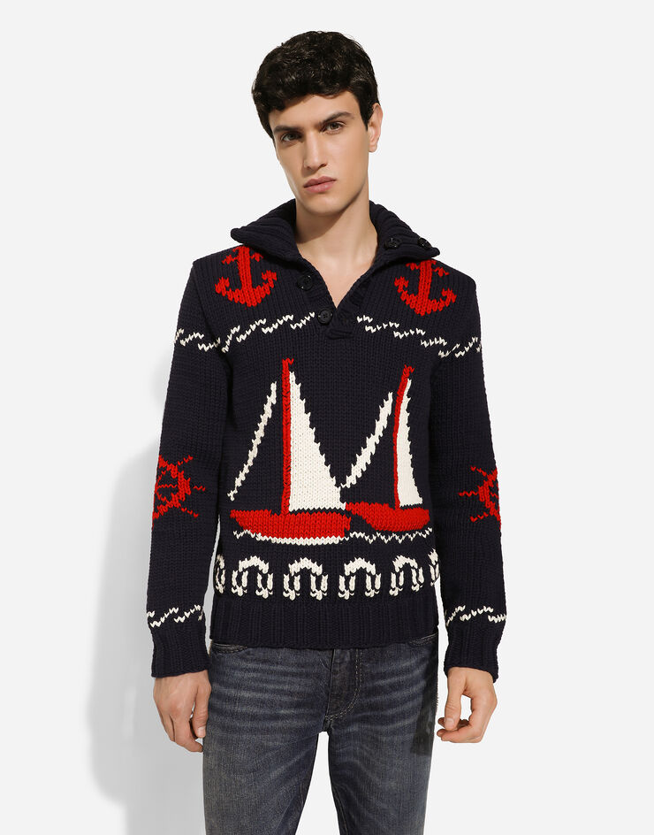Dolce & Gabbana Marina-print turtle-neck sweater Mehrfarbig GXW04TJBCBO