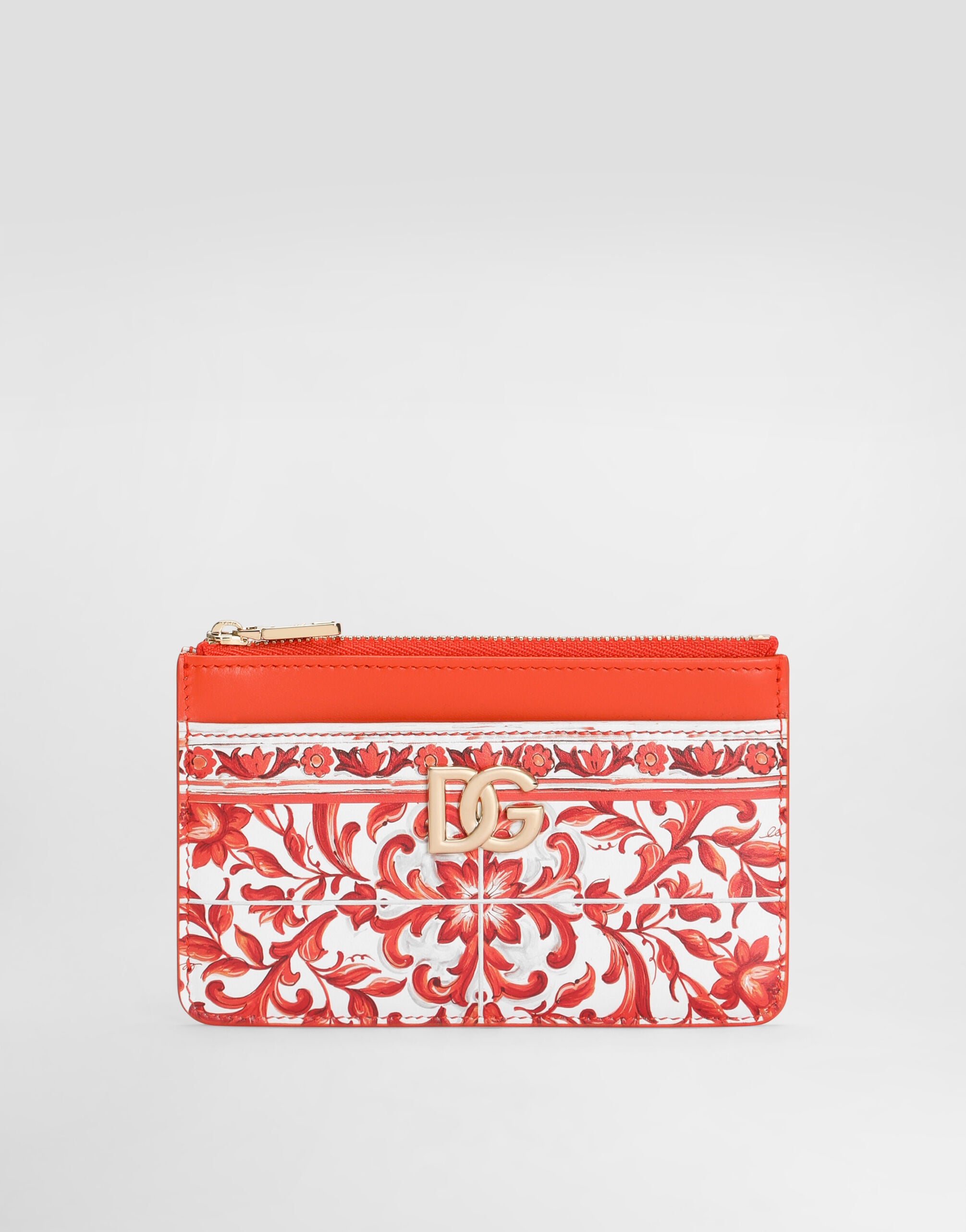 Majolica-print 3.5 calfskin card holder in Multicolor for Women