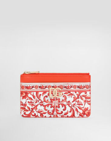 Dolce & Gabbana Majolica-print 3.5 calfskin card holder Multicolor BI1261AO026