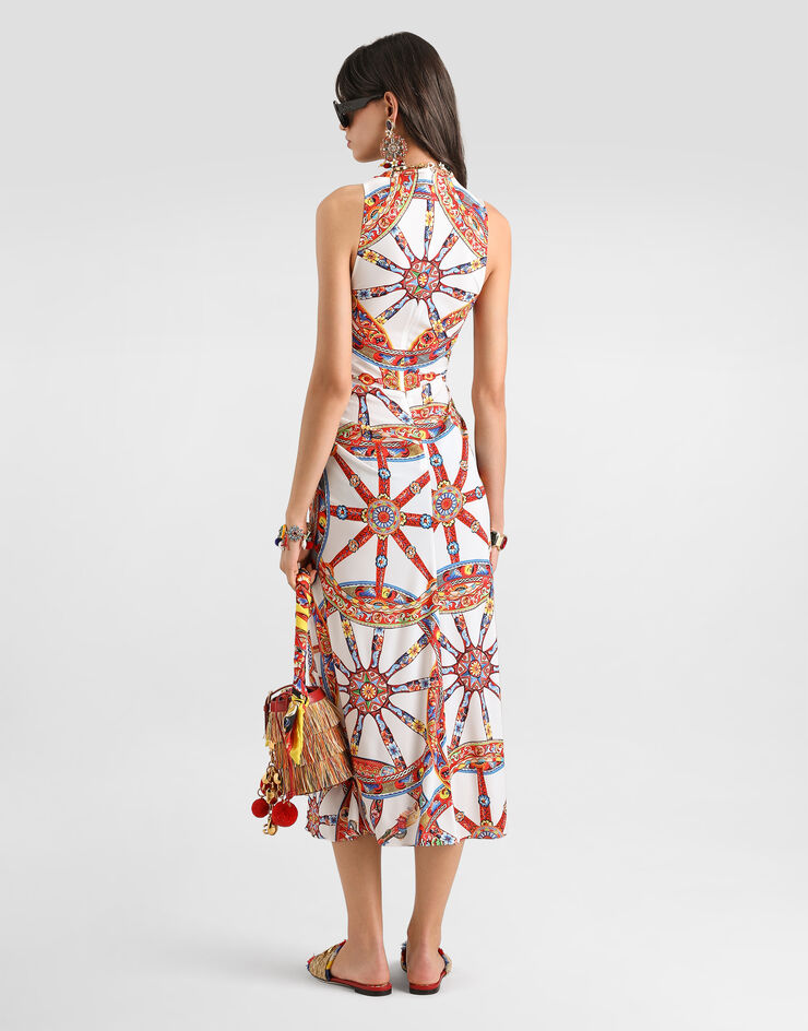 Dolce & Gabbana Carretto-print viscose jersey dres Dolce & Gabbana Carretto-print viscose jersey dres Multicolor F616ETHS7OQ