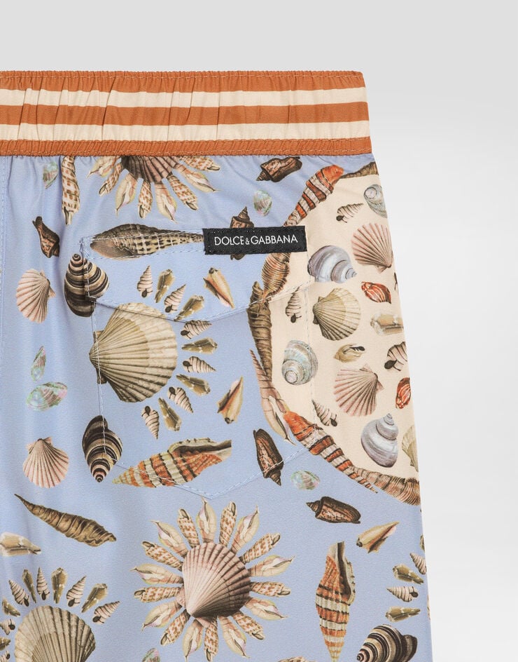 Dolce & Gabbana Medium boxer shorts in canvas with shells print Multicolor L1J850ON08L
