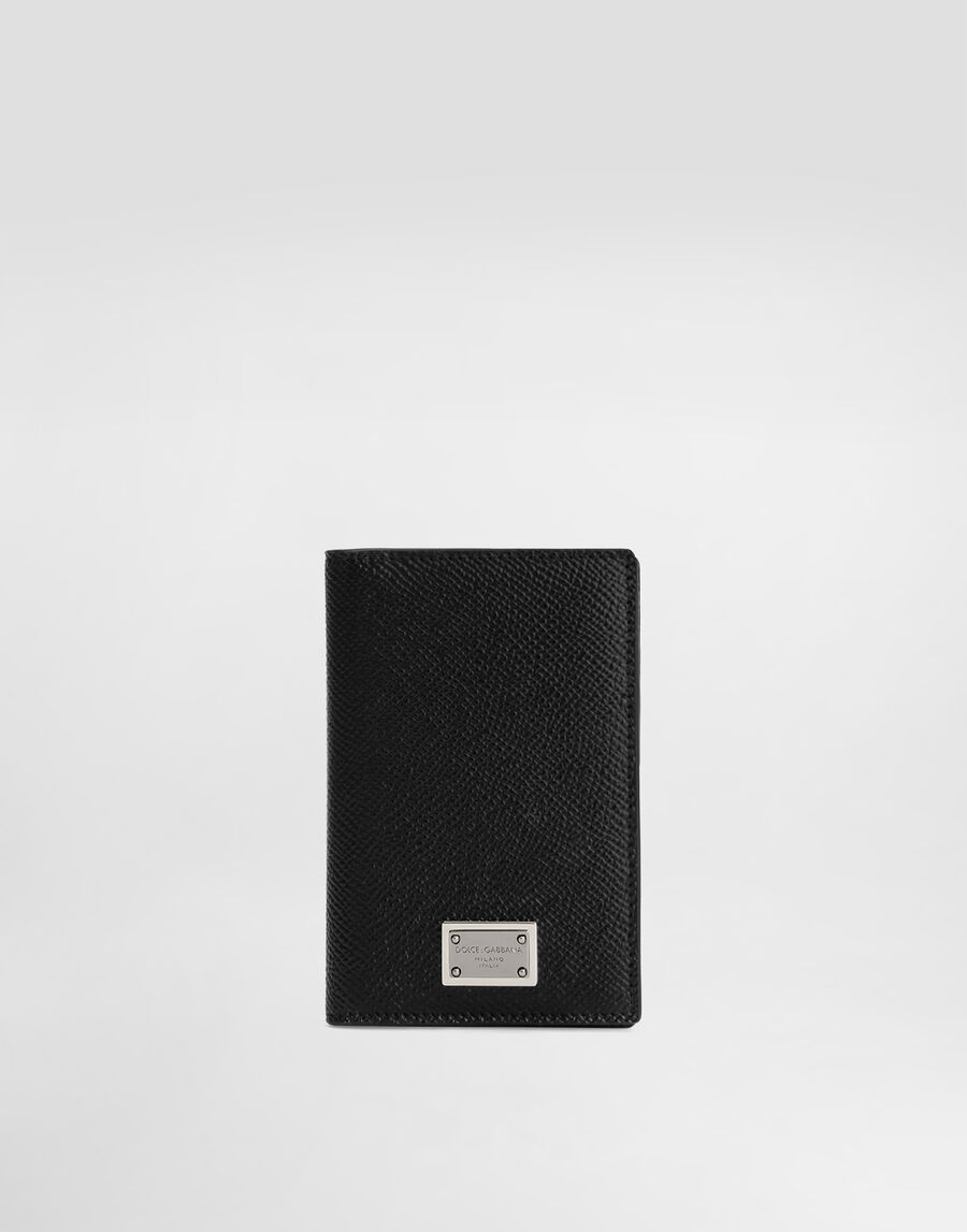Dauphine-print calfskin bifold card holder