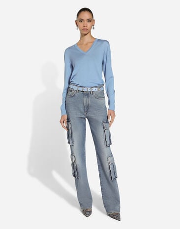 Dolce & Gabbana Cotton denim cargo jeans Multicolor FTC60DG8LW2