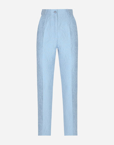 Dolce & Gabbana Pantalón sastre de jacquard acolchado floral Azul Claro FTAM2TGDCLM