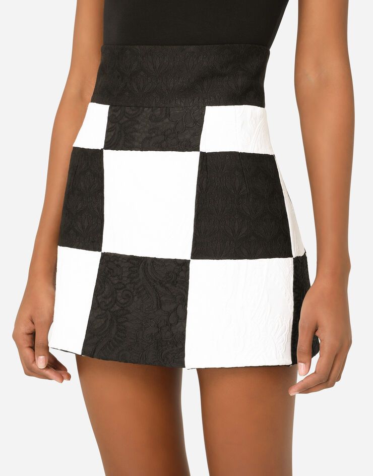 Dolce & Gabbana Damier patchwork jacquard miniskirt BLUE F4B1YTGDX76
