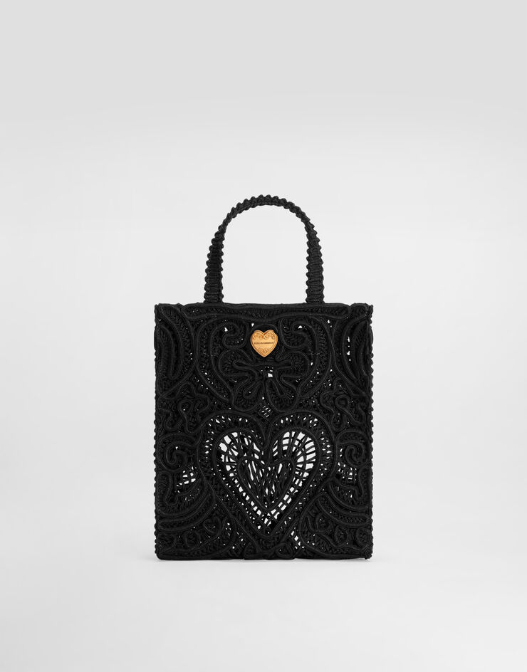 Dolce&Gabbana Shopper pequeño con bordado cordonetto Negro BB6926AW717
