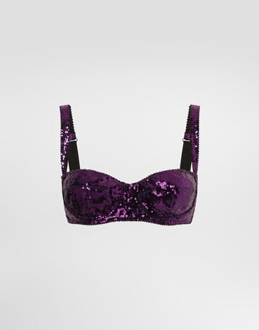 Dolce & Gabbana Balconette-BH mit Mikropailletten-Stickerei Fuchsia O1B36TON05C