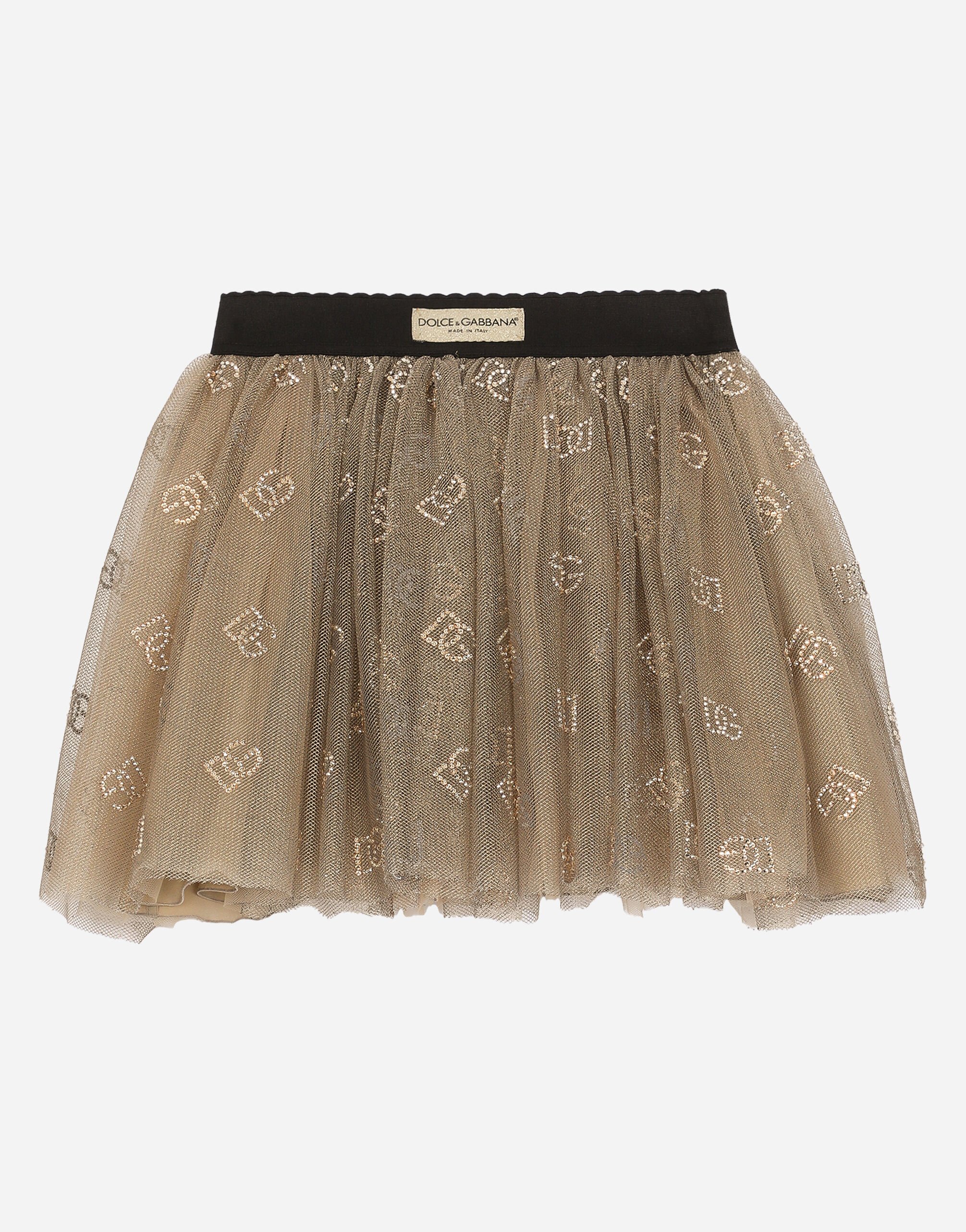 Dolce & Gabbana Tulle skirt with DG logo Gold L54I80G7K2T