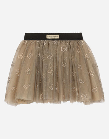 Dolce & Gabbana Tulle skirt with DG logo White L54D86FJMON