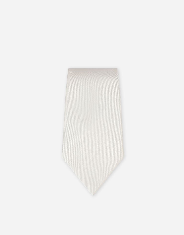 Dolce & Gabbana ربطة عنق حرير مدببة 12 سم أبيض GT160EGG155