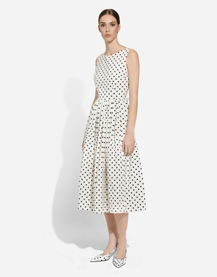 Dolce & Gabbana Cotton calf-length circle dress with polka-dot print Print F6JHVTHS5R7