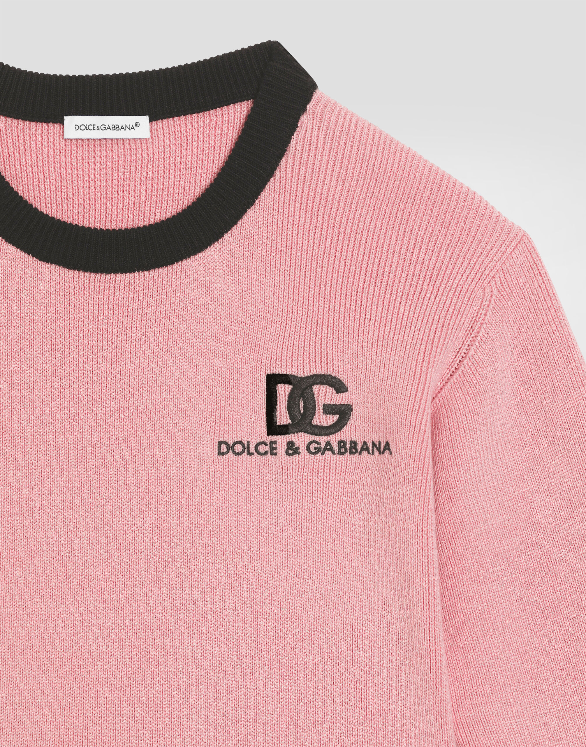 Plaint-knit pullover with DG logo in Pink for Women