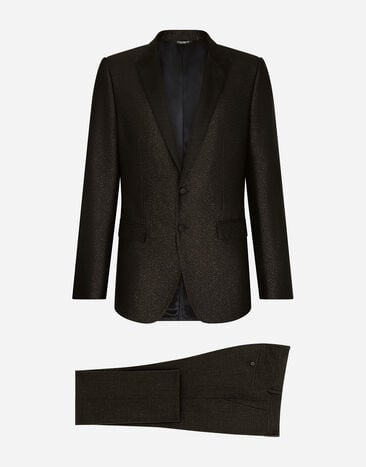 Dolce & Gabbana Lamé silk jacquard martini-fit tuxedo suit 실버 G2QU6TFLSEP