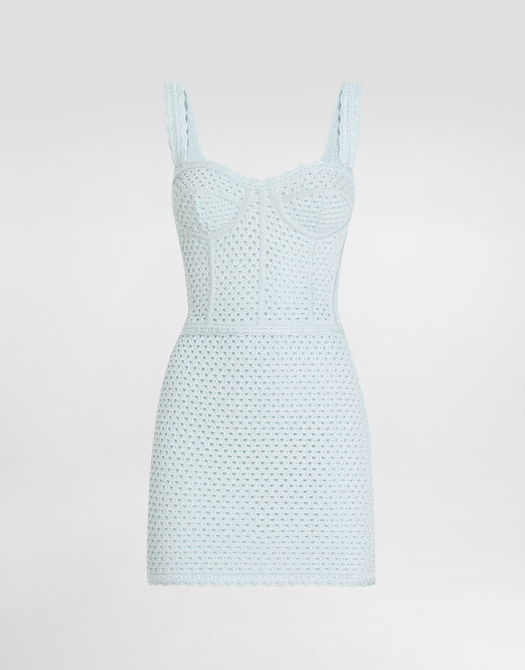 Dolce & Gabbana Short crochet corset dress Azure FXS39TJFMLT