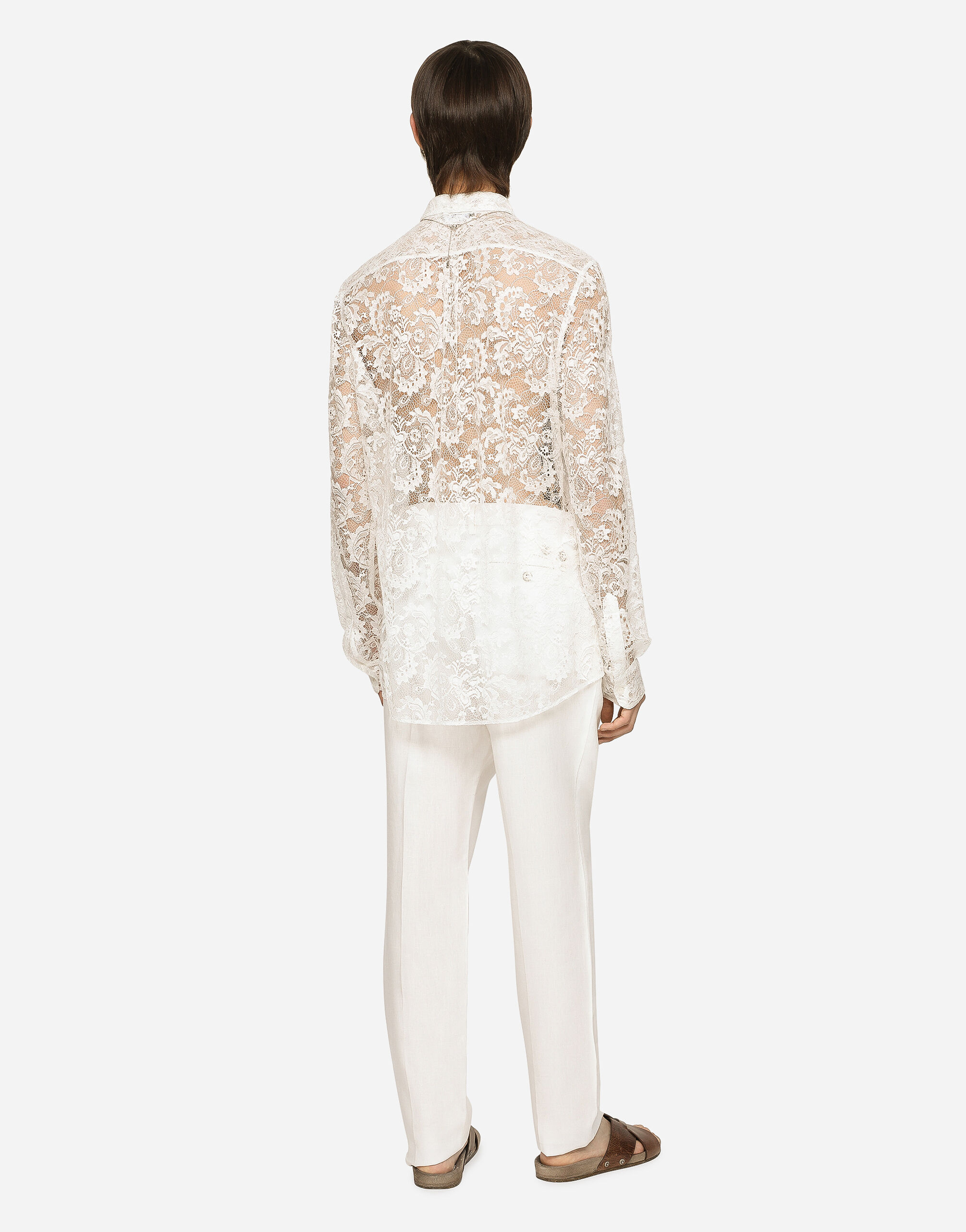 D&G メンズ白シャツ Lace Martini-fit shirt in White for Men | Dolce&Gabbana® US