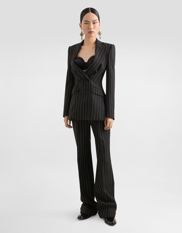 Dolce & Gabbana Straight-leg pinstripe wool pants with turn-ups Multicolor FTDBVTFR22M