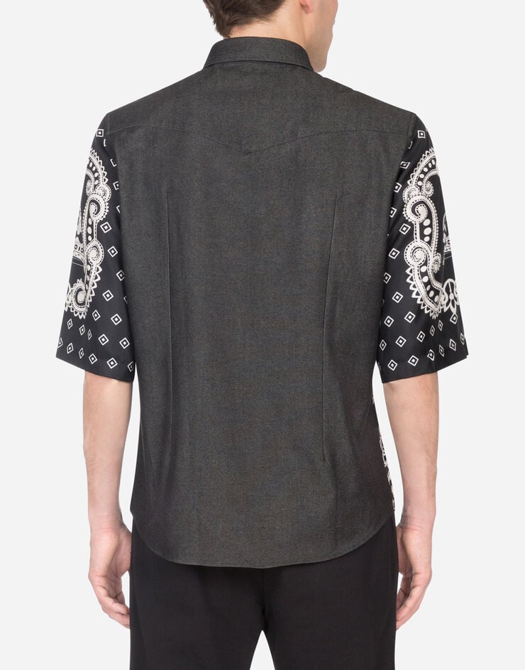 Dolce & Gabbana DENIM SHIRT WITH INSERTS IN BANDANA PRINT MULTICOLORE G5EX7DG8BX2