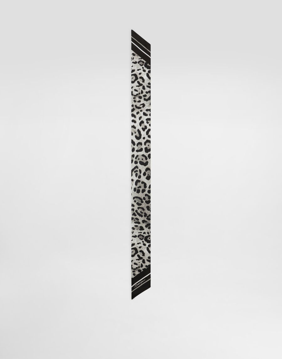 Leopard-print twill headscarf (6x100)