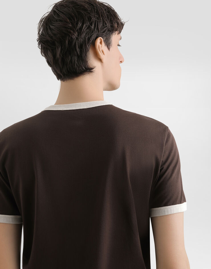 Dolce & Gabbana Cotton t-shirt with embroidery Brown G8PV1ZG7PJ4