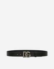 Dolce & Gabbana Leather belt with DG logo Black BC4772AG251