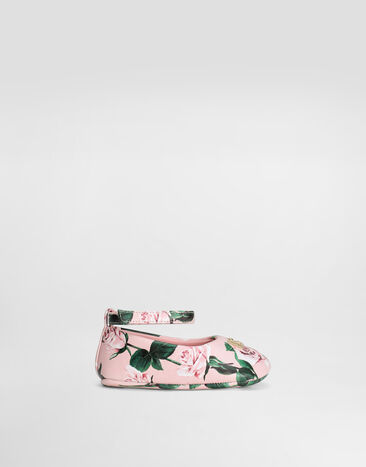 Dolce & Gabbana Rose-print lambskin ballet flats with DG logo Multicolor DK0148A9345