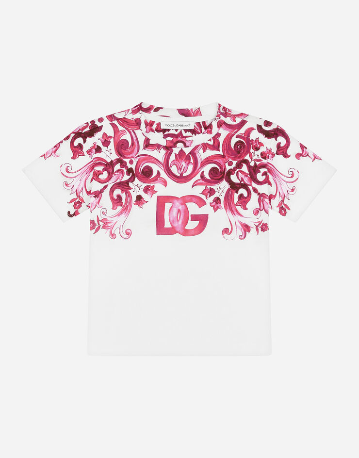 DolceGabbanaSpa Camiseta de punto con estampado Maiolica Multicolor L2JTJKG7E9Q