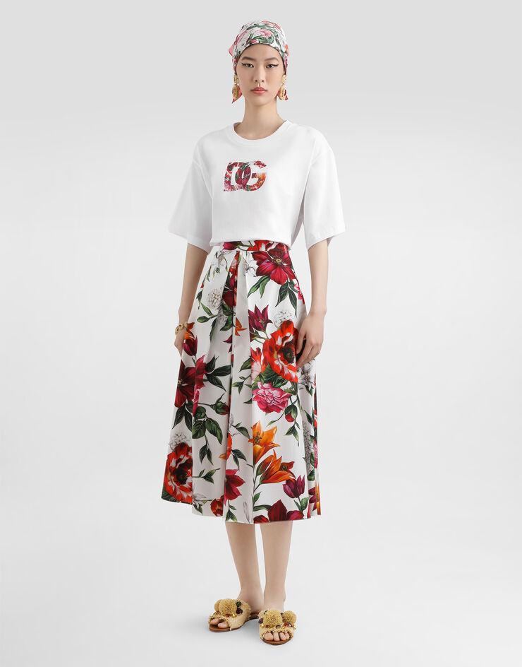Dolce & Gabbana Flower-print short-sleeved t-shirt White F8V57TGDC7S