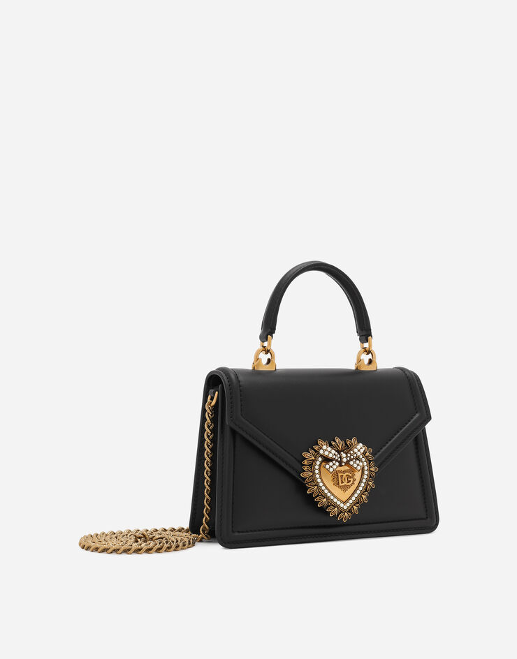 Dolce & Gabbana Petit sac Devotion en cuir de veau lisse Noir BB6711AV893