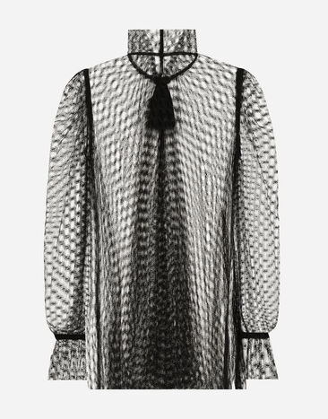 Dolce & Gabbana Mesh pussy-bow blouse Black F7AJ1TFLSK8