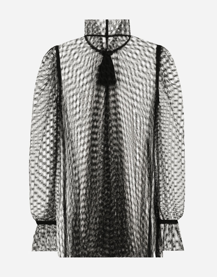 Dolce & Gabbana Mesh pussy-bow blouse Black F7AJ1TFLSK8