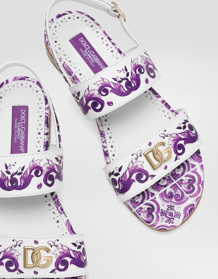 Dolce & Gabbana Majolica-print calfskin sandal Multicolor D10819A1114