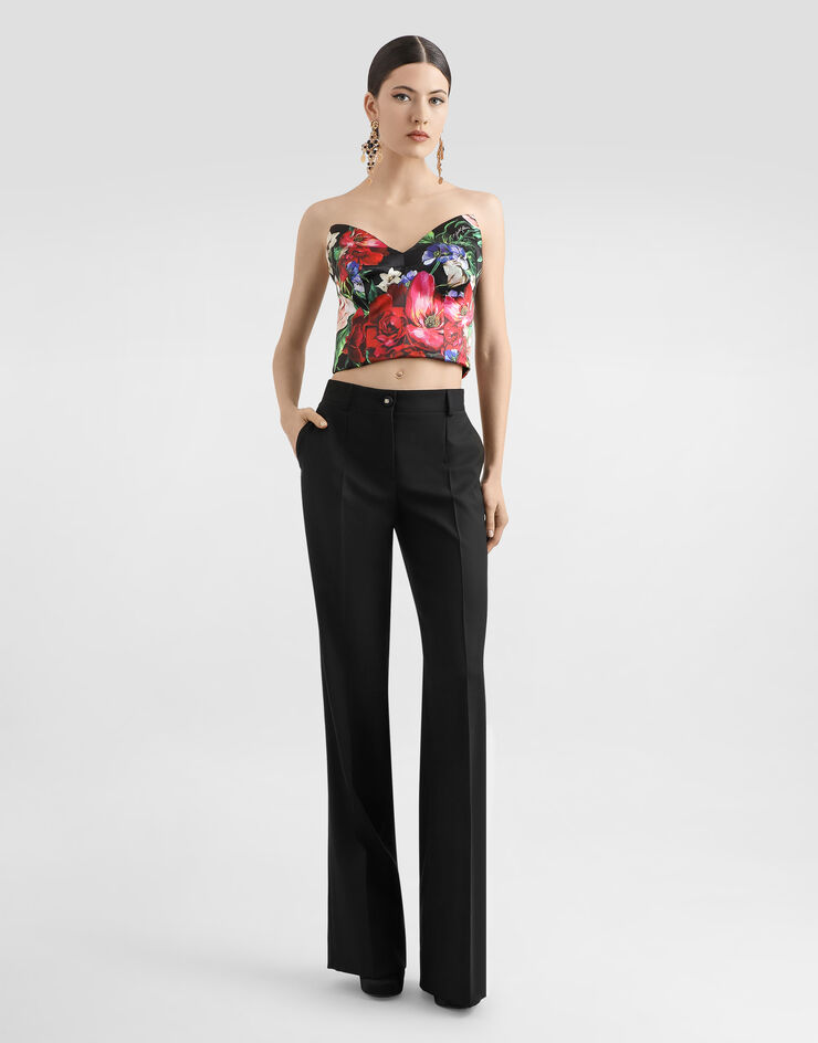 Dolce & Gabbana Satin corset top with floral print Print F7AX9TFSIB5