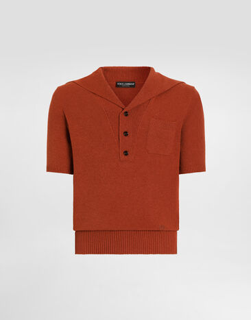 Dolce & Gabbana Polohemd aus glatt gestrickter maschenware Red GXZBIZJGMGX