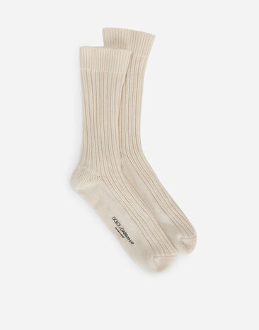Dolce & Gabbana Ribbed cotton and wool socks Bordeaux GXS80TJFMLA