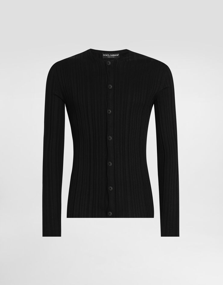 Dolce & Gabbana Long-sleeved silk shirt Black GXVC7TJBSN6