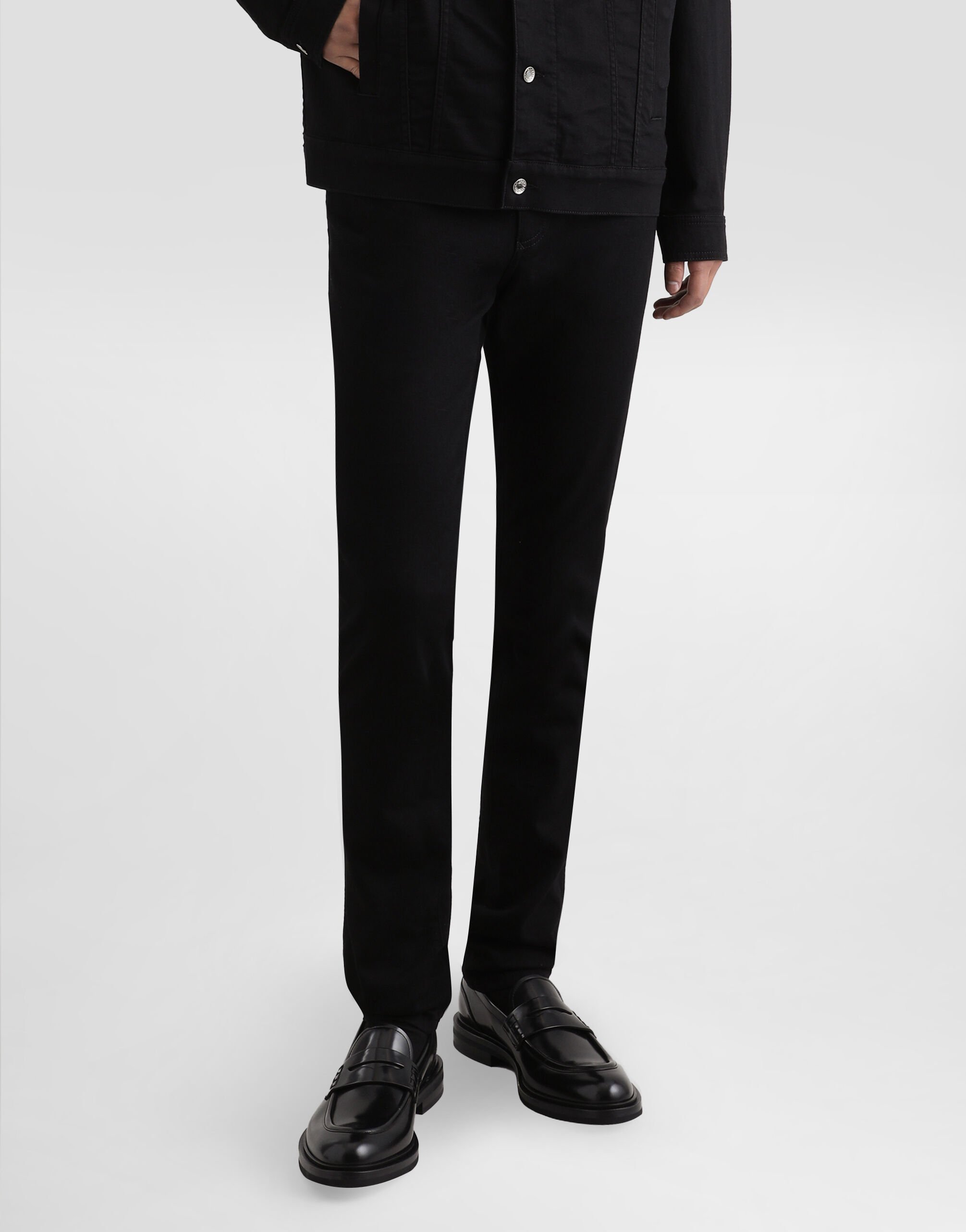 Black wash skinny stretch jeans in Multicolor for Men