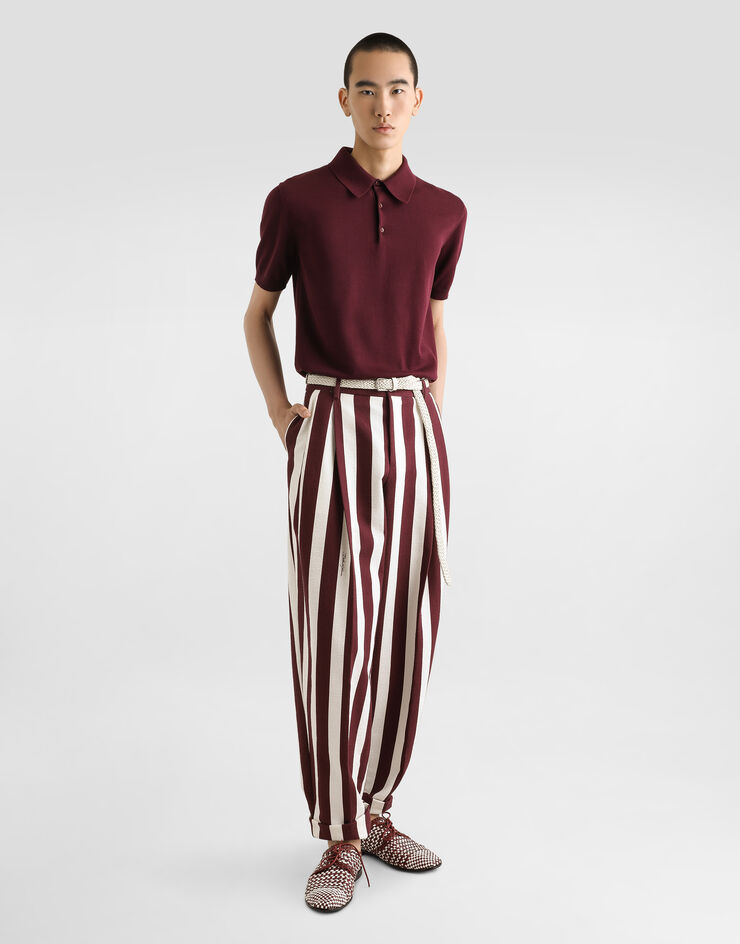 Dolce & Gabbana Pull polo à manches courtes en coton Multicolore GXZ02TJBCFV