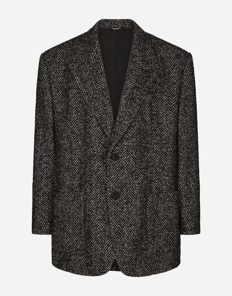 Dolce & Gabbana Oversize herringbone wool jacket Multicolor G2PQ7TFCMCL