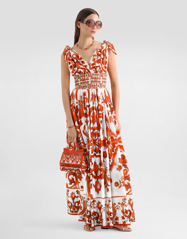 Dolce & Gabbana Majolica-print long dress Multicolor F6TYSTGDDRK
