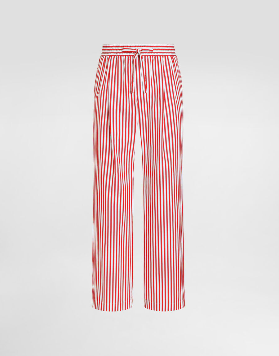 Striped poplin trousers