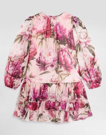 Dolce & Gabbana فستان من شيفون بطبعة زهور الفاوانيا Multicolor L54DO7G7Q0F