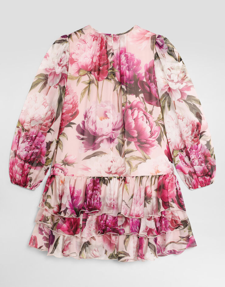 Dolce & Gabbana فستان من شيفون بطبعة زهور الفاوانيا Multicolor L54DO7G7Q0F
