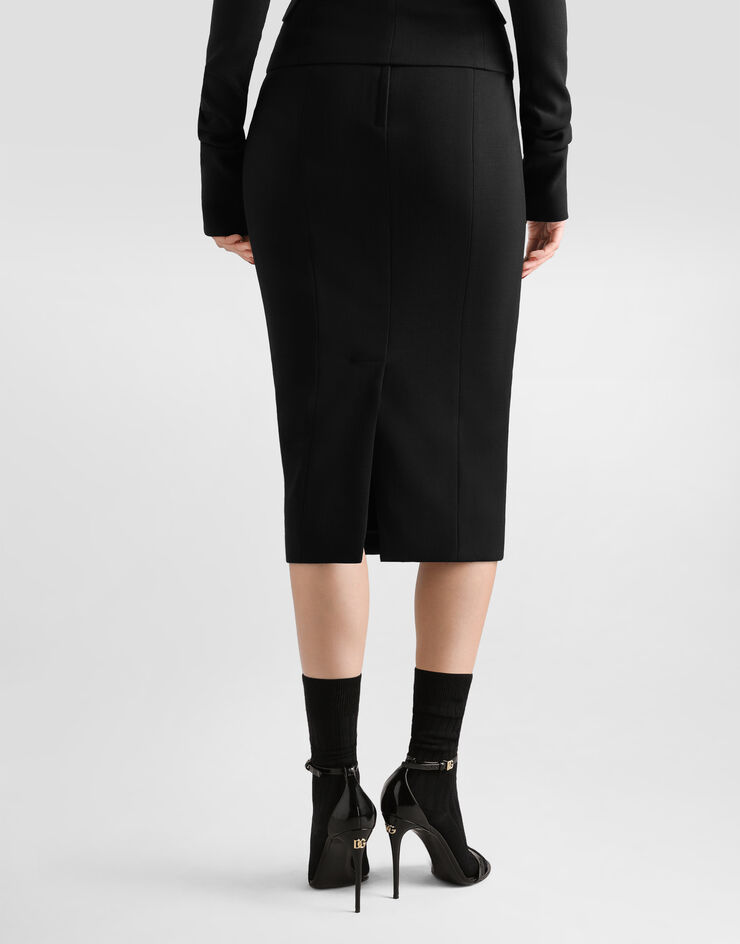 Dolce & Gabbana Stretch wool skirt Black F4DEJTFUBCE