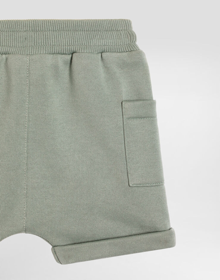 Dolce & Gabbana Fleece bermuda shorts with DG embroidery Green L1JQXCG7PRP