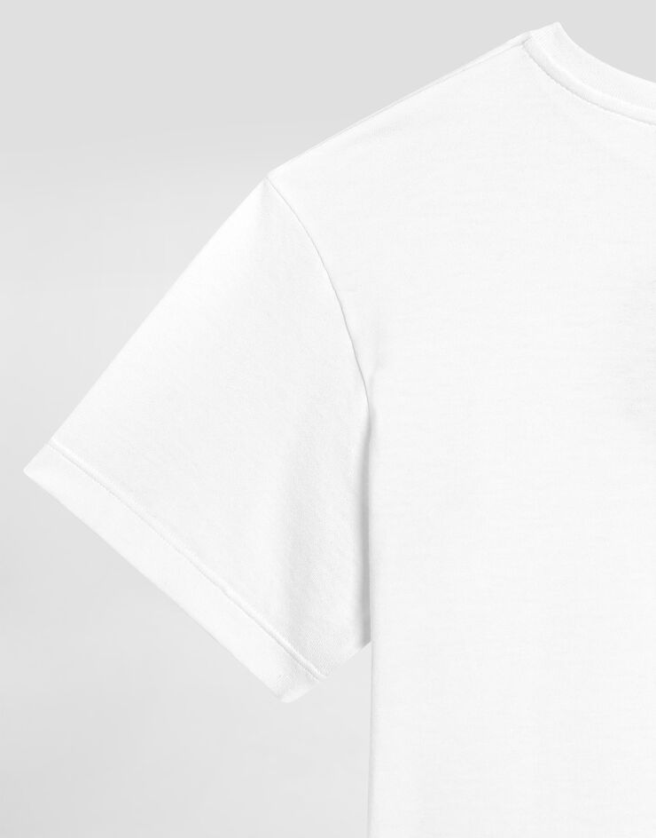 Dolce & Gabbana Short-sleeved jersey t-shirt with DG logo strass White L5JTNLG7PHN